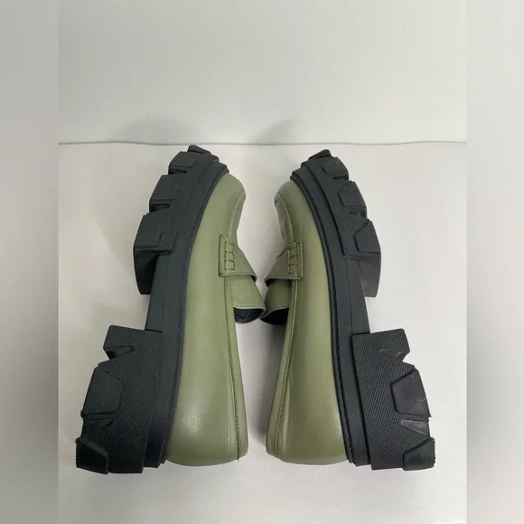 Alohas Trailblazer Leather Loafers Dusty Olive Sz 41 / 10.5 Chunky Platform - Picture 6 of 8